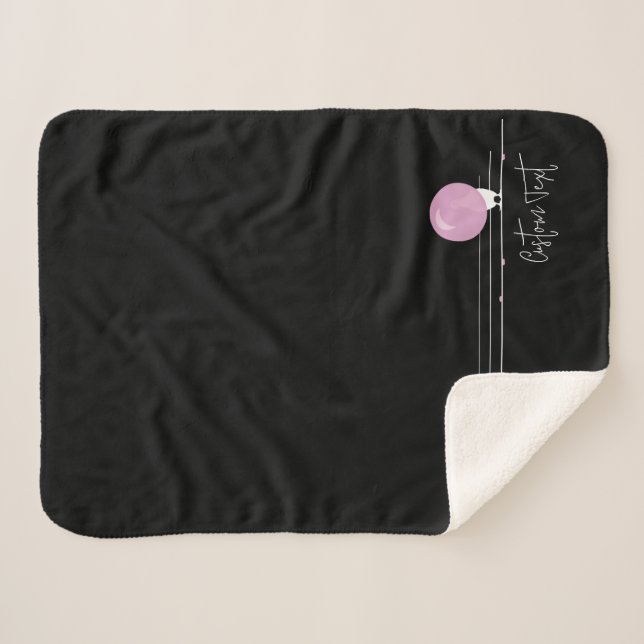 Funny Bubblegum Birds on a Wire Black Sherpadecke (Vorderseite (Horizontal))
