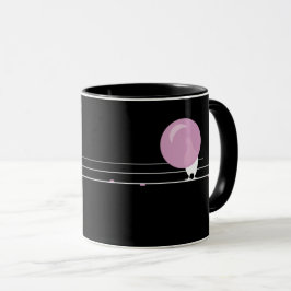 Funny Bubblegum Birds on a Wire Black Tasse