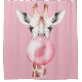 Funny Bubblegum Giraffe Duschvorhang