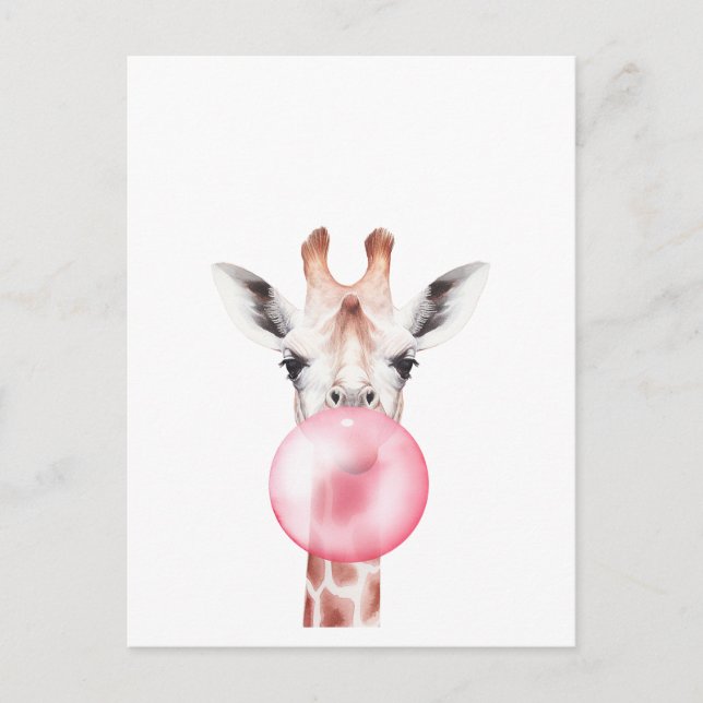 Funny Bubblegum Giraffe Postkarte (Vorderseite)