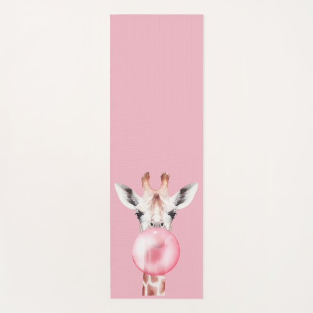 Funny Bubblegum Giraffe Yogamatte (Vorderseite)