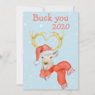 Funny Buck You 2020 Covid Deer Christmas Feiertagskarte