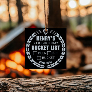 Funny Bucket List Aufkleber, Bier, Geburtstagspart Runder Aufkleber