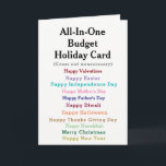Funny Budget Holiday Card Feiertagskarte<br><div class="desc">Pick any holiday you want! It's funny holiday budget card Give it to someone with a sense of humour!</div>