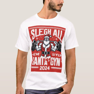 Funny Buff Santa Christmas Gym T - Shirt