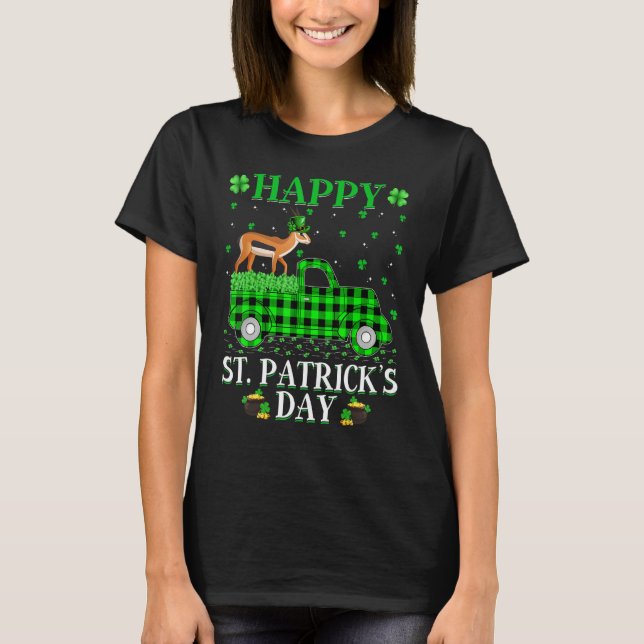 Funny Buffalo Kariert Green Truck Antelope St Patr T-Shirt (Vorderseite)