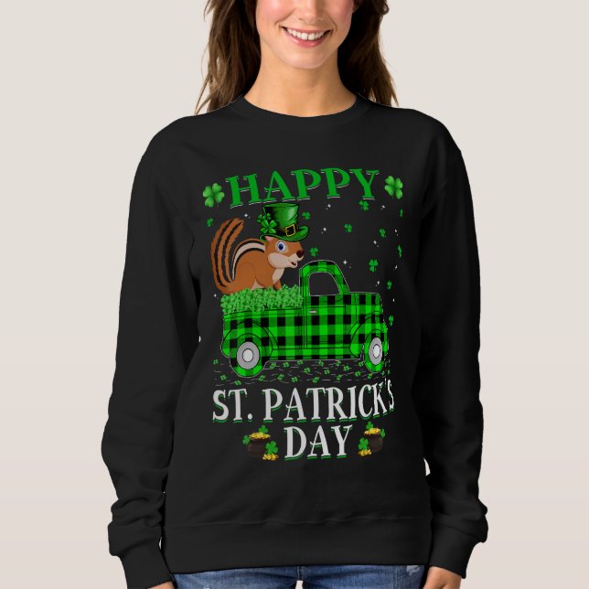 Funny Buffalo Kariert Green Truck Chipmunk St Patr Sweatshirt (Vorderseite)