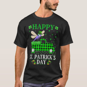 Funny Buffalo Kariert Green Truck Dragonfly St Pat T-Shirt