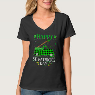 Funny Buffalo Kariert Green Truck Flute St Patrick T-Shirt