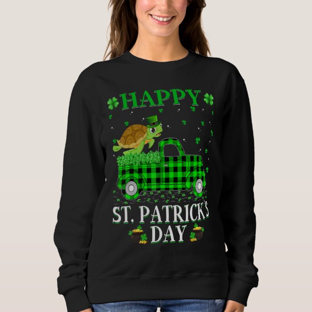 Funny Buffalo Kariert Green Truck Sea Turtle St Pa Sweatshirt (Vorderseite)