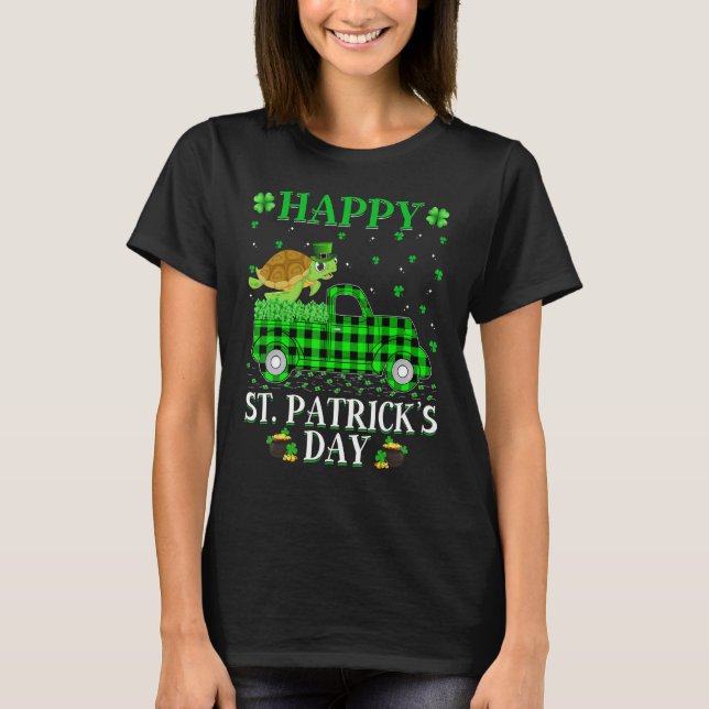 Funny Buffalo Kariert Green Truck Sea Turtle St Pa T-Shirt (Vorderseite)