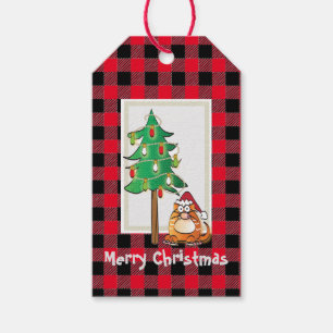 Funny Buffalo Karo Katze mit Weihnachtsmannmütze  Geschenkanhänger