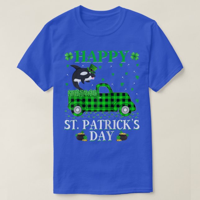 Funny Buffalo Pläd Green Truck Orca Fish St Patri T-Shirt (Design vorne)