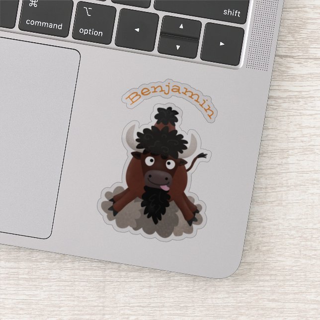 Funny Büffel Bison Cartoon Illustration Aufkleber (Detail)