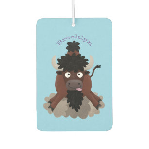 Funny Büffel Bison Cartoon Illustration Autolufterfrischer
