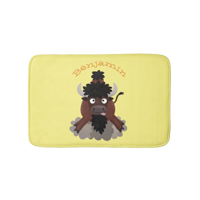 Funny Büffel Bison Cartoon Illustration Badematte (Vorderseite)