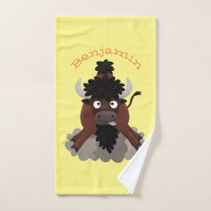 Funny Büffel Bison Cartoon Illustration Badhandtuch Set