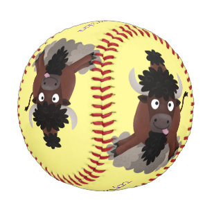 Funny Büffel Bison Cartoon Illustration Baseball
