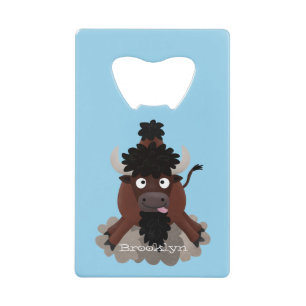 Funny Büffel Bison Cartoon Illustration Geldbeutel Flaschenöffner
