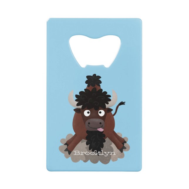 Funny Büffel Bison Cartoon Illustration Geldbeutel Flaschenöffner (Vorderseite)