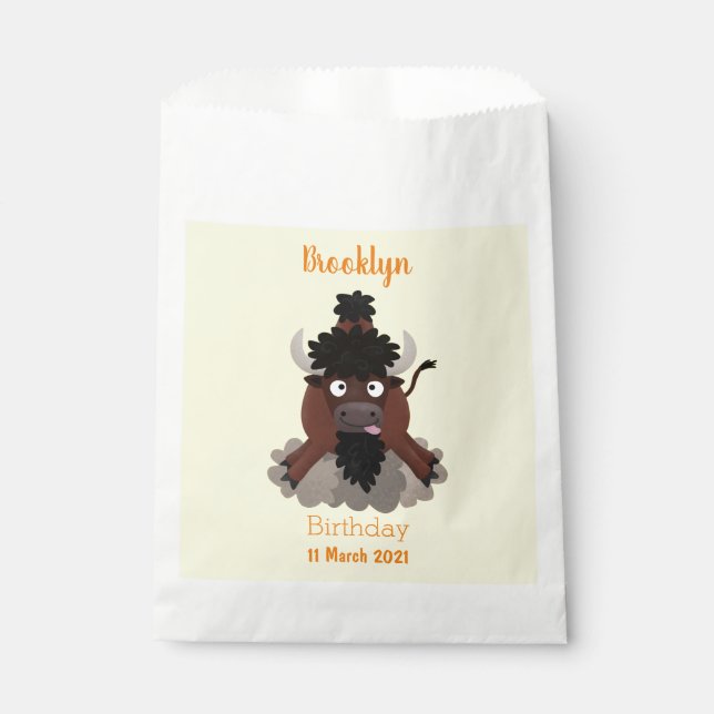 Funny Büffel Bison Cartoon Illustration Geschenktütchen (Vorderseite)