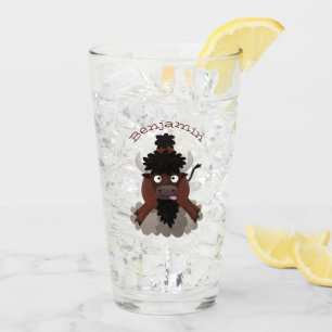 Funny Büffel Bison Cartoon Illustration Glas