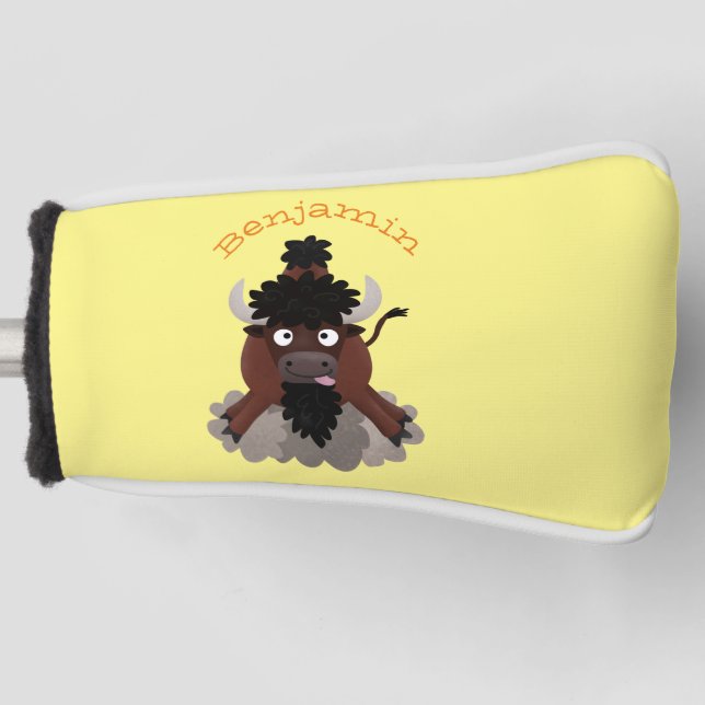Funny Büffel Bison Cartoon Illustration Golf Headcover (Vorderseite)