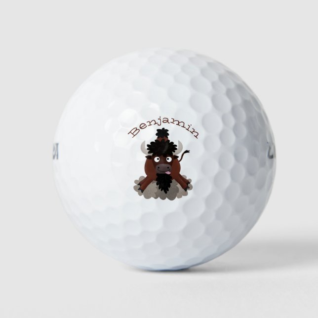 Funny Büffel Bison Cartoon Illustration Golfball (Vorderseite)
