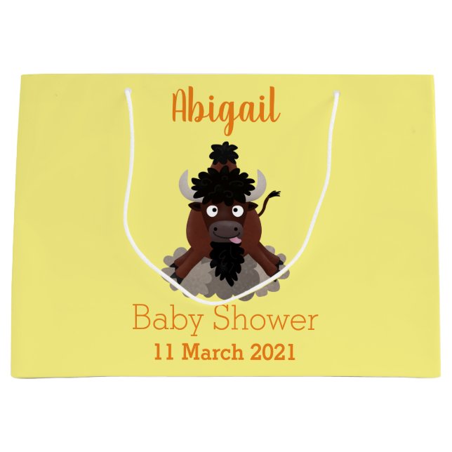 Funny Büffel Bison Cartoon Illustration Große Geschenktüte (Vorderseite)