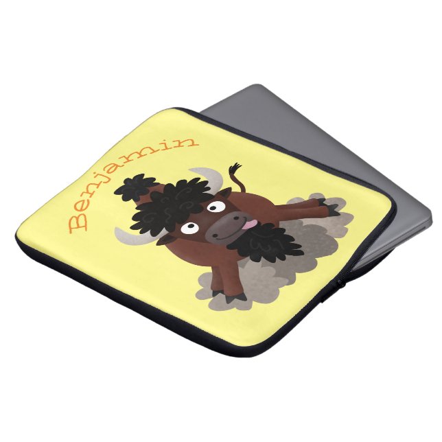 Funny Büffel Bison Cartoon Illustration Laptopschutzhülle (Vorne Oben)