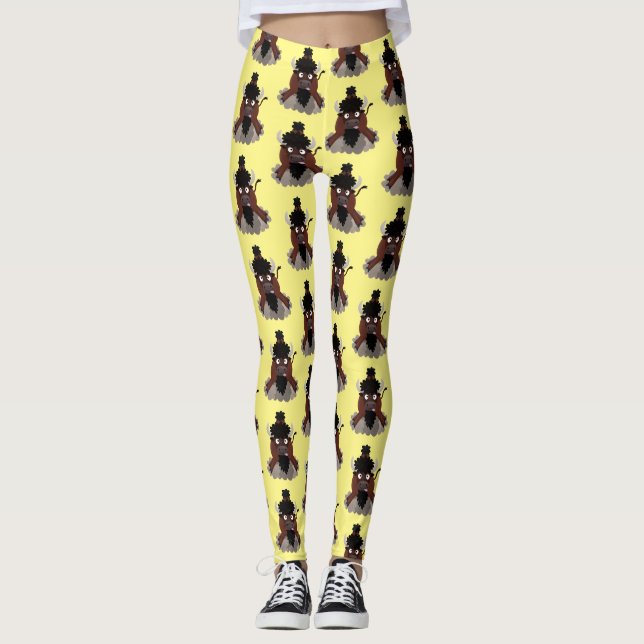 Funny Büffel Bison Cartoon Illustration Leggings (Vorderseite)
