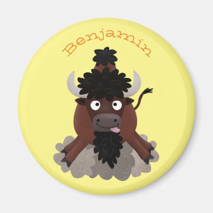 Funny Büffel Bison Cartoon Illustration Magnet