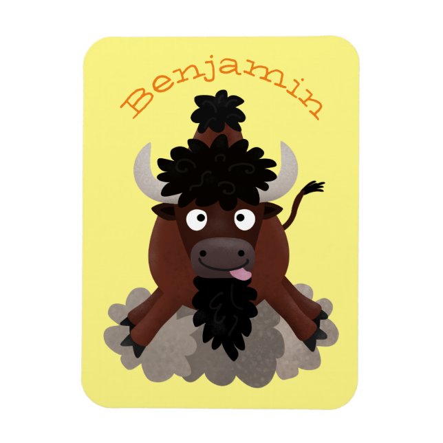 Funny Büffel Bison Cartoon Illustration Magnet (Vertikal)