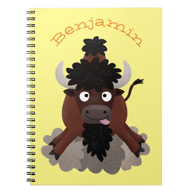 Funny Büffel Bison Cartoon Illustration Notizblock (Vorderseite)