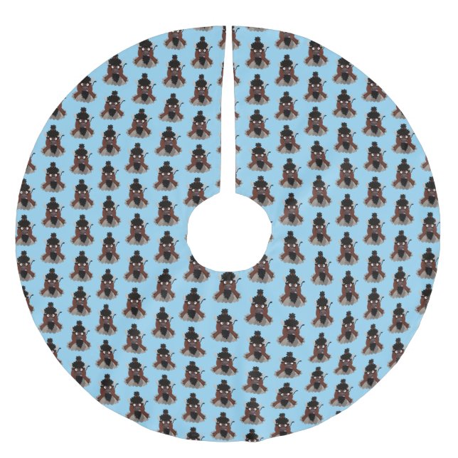 Funny Büffel Bison Cartoon Illustration Polyester Weihnachtsbaumdecke (Vorderseite)