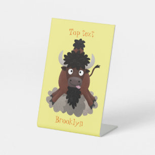 Funny Büffel Bison Cartoon Illustration Sockelschild
