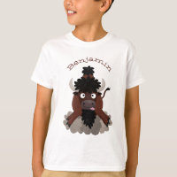 Funny Büffel Bison Cartoon Illustration