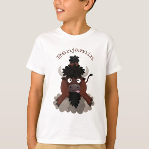 Funny Büffel Bison Cartoon Illustration T-Shirt