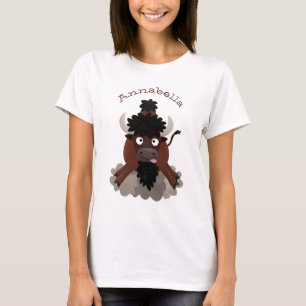 Funny Büffel Bison Cartoon Illustration T-Shirt