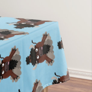 Funny Büffel Bison Cartoon Illustration Tischdecke