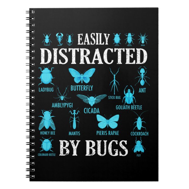 Funny Bug Lover Bugs leicht von Bugs abgelenkt Notizblock (Vorderseite)