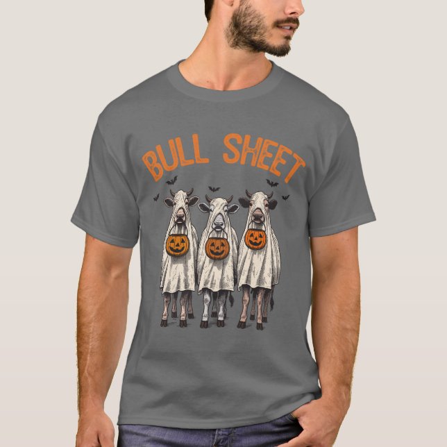 Funny Bull Sheet Vintag Halloween T-Shirt (Vorderseite)