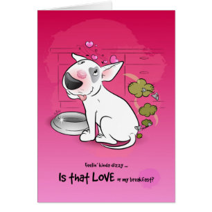 Funny Bull Terrier Cartoon Card LIEBE