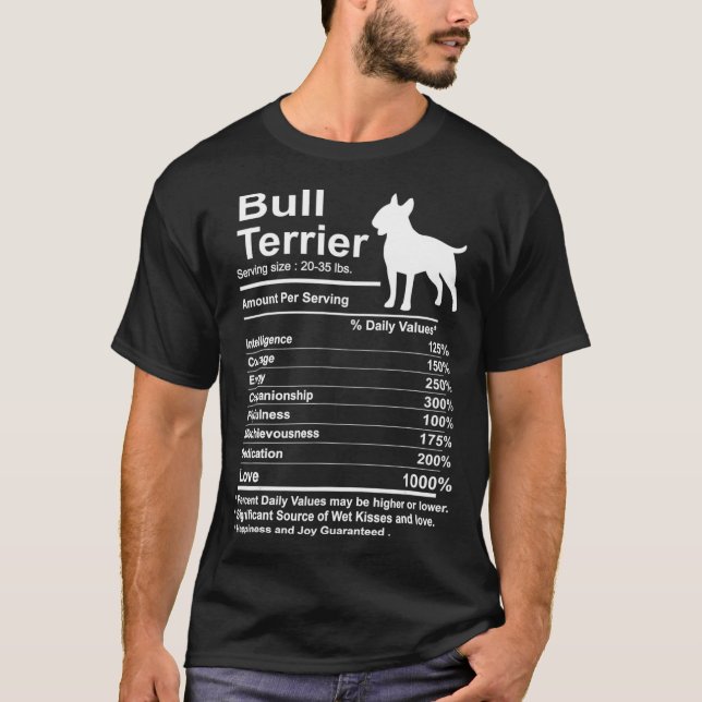 Funny Bull Terrier Fakten Ernährung Geschenk Bull  T-Shirt (Vorderseite)