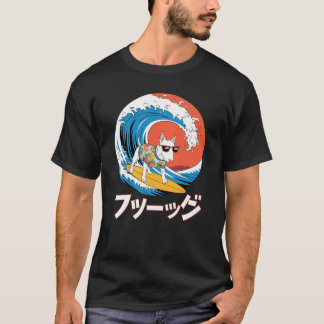 Funny Bull Terrier Japanisch Kanagawa Wave Dog T-Shirt
