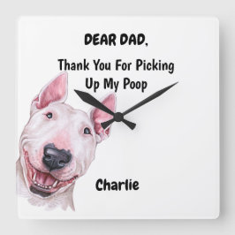 Funny Bull Terrier Vater Frische Pasta machen Quadratische Wanduhr
