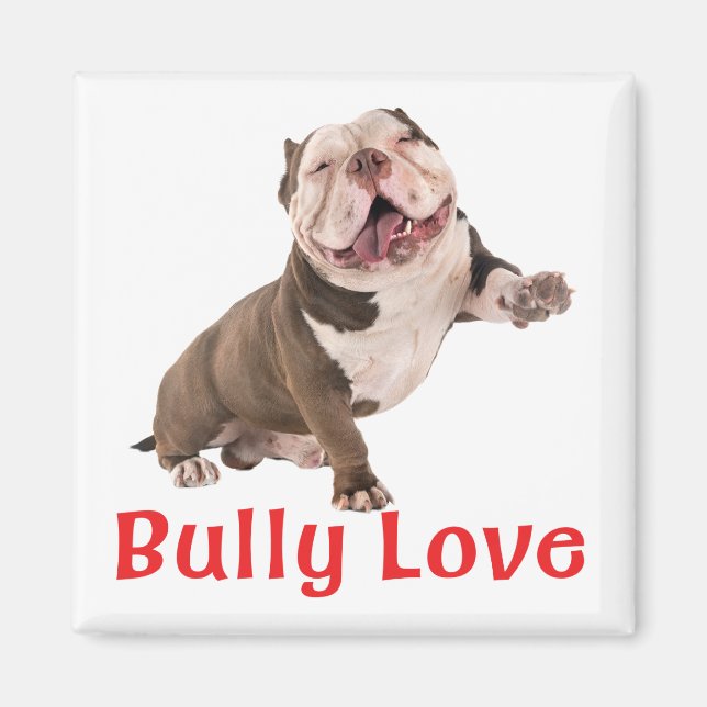Funny Bulldog American Bully Liebe Puppy Dog Magnet (Vorne)