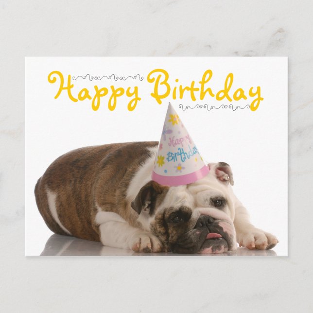 Funny Bulldog Birthday Postkarte (Vorderseite)