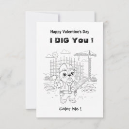 Funny Bulldog Construction "I Dig You" Coloring Ma Dankeskarte