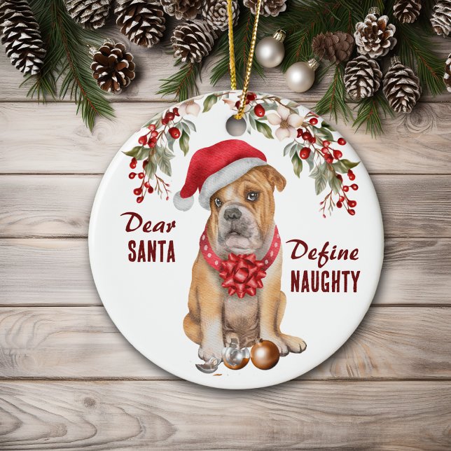 Funny Bulldog definiert Schönheit Weihnachten Keramik Ornament (Von Creator hochgeladen)